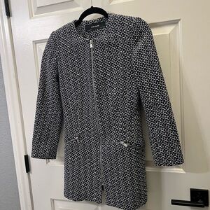 Zara Navy Blue and White Textured Blazer